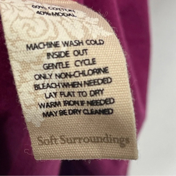 Soft Surroundings Dark Fuchsia Purple Sylvie Smocked Dress Size L - Picture 5 of 7